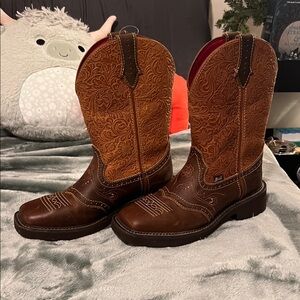 Brown Embossed Cowboy Boots